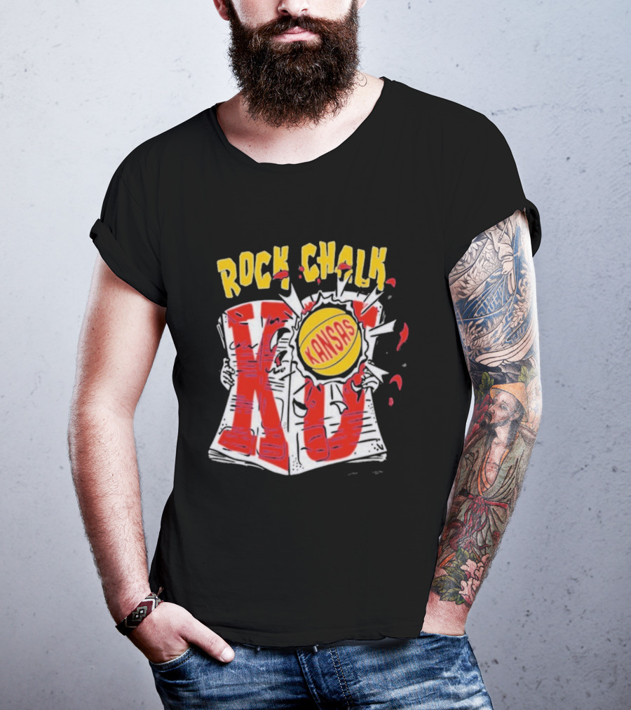 KU Rock Chalk Kansas Basketball Burst T-Shirt