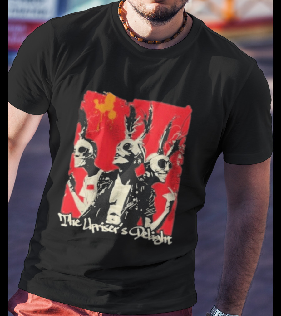 The Upriser's Delight Skull Trio Feathered Masks Red T-Shirt