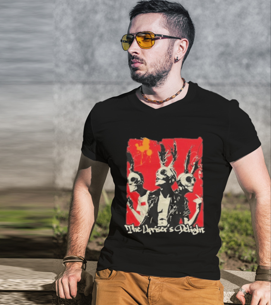 The Upriser's Delight Skull Trio Feathered Masks Red T-Shirt