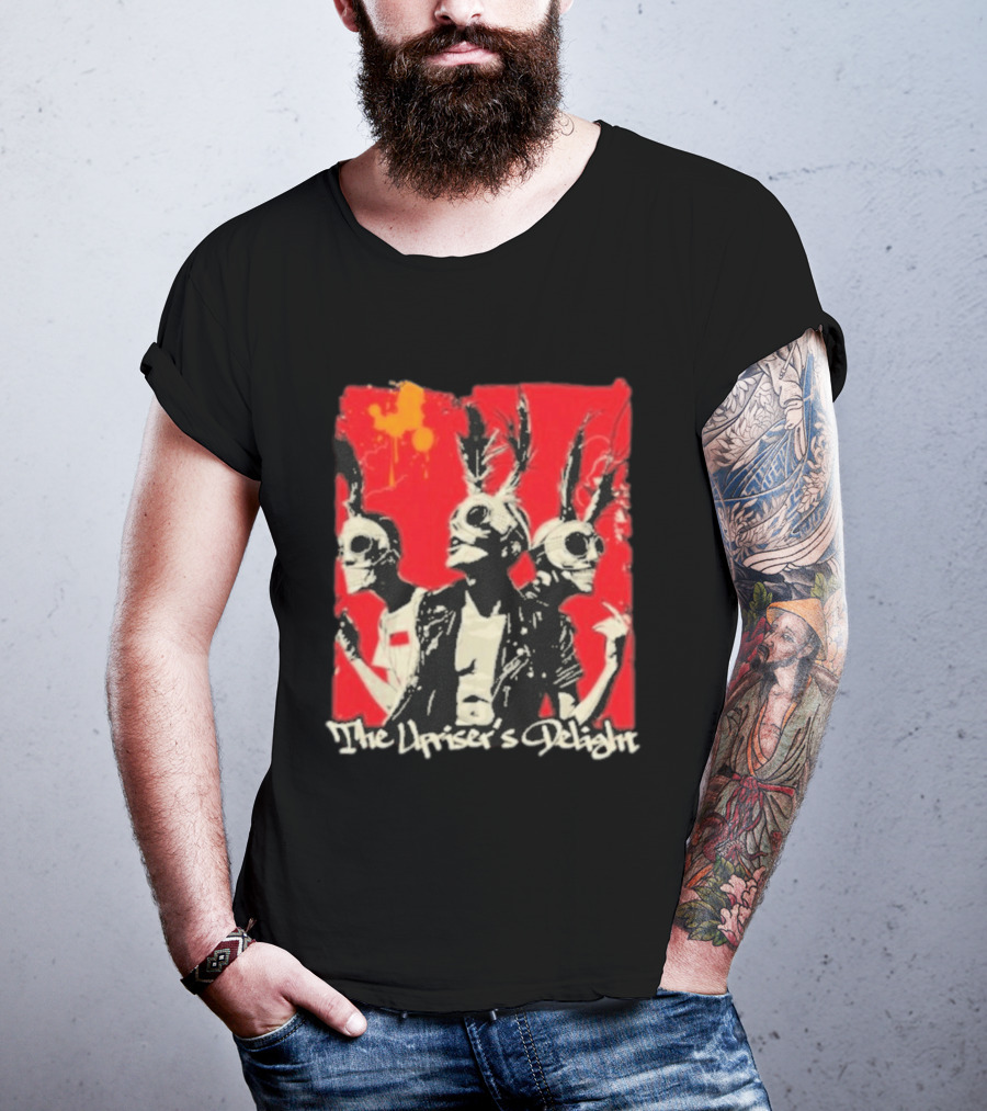 The Upriser's Delight Skull Trio Feathered Masks Red T-Shirt