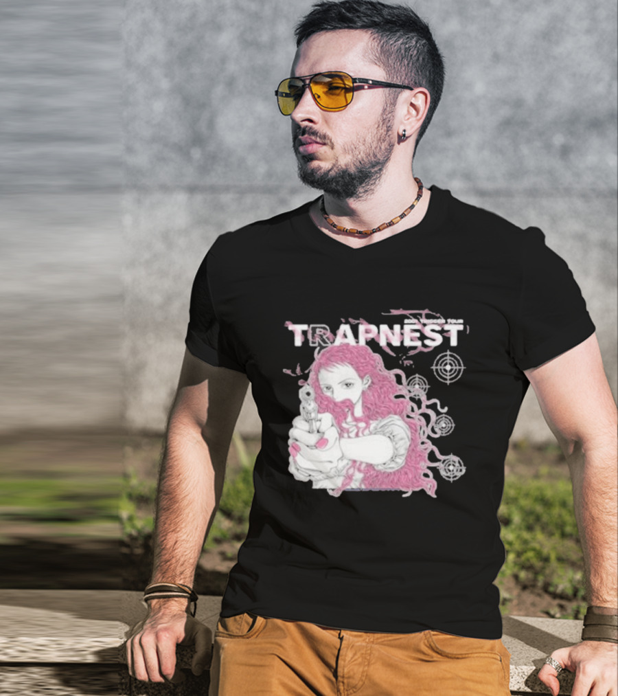 Trapnest Trigger Tour 2001 Anime Girl With Gun And Target T-Shirt