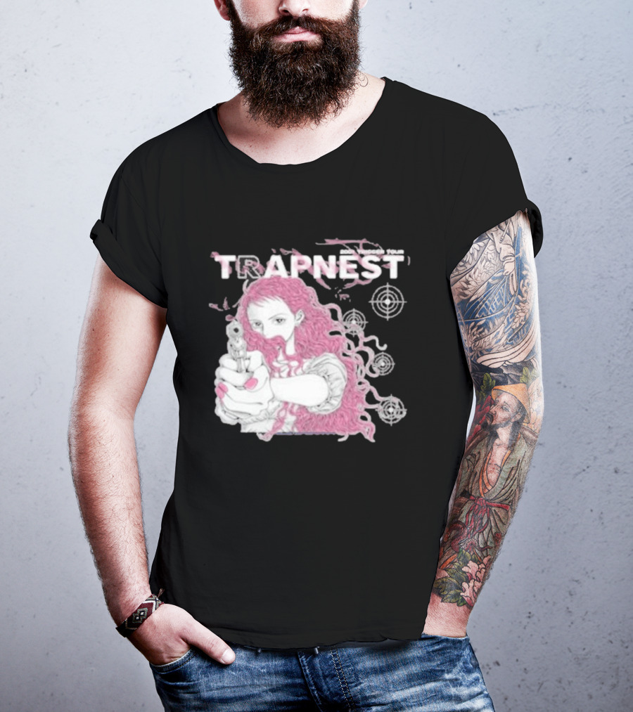 Trapnest Trigger Tour 2001 Anime Girl With Gun And Target T-Shirt