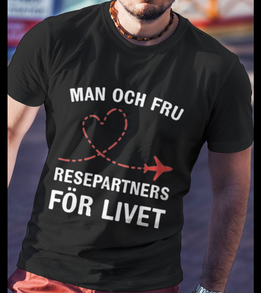 Man Och Fru Resepartners För Livet Flygplan Hjärtformad Resväg T-Shirt