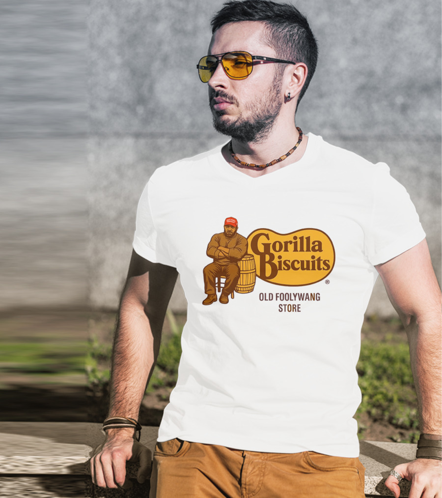 Cracker Barrel Gorilla Biscuits Old Foolywang Store Rustic Man And Barrel T-Shirt