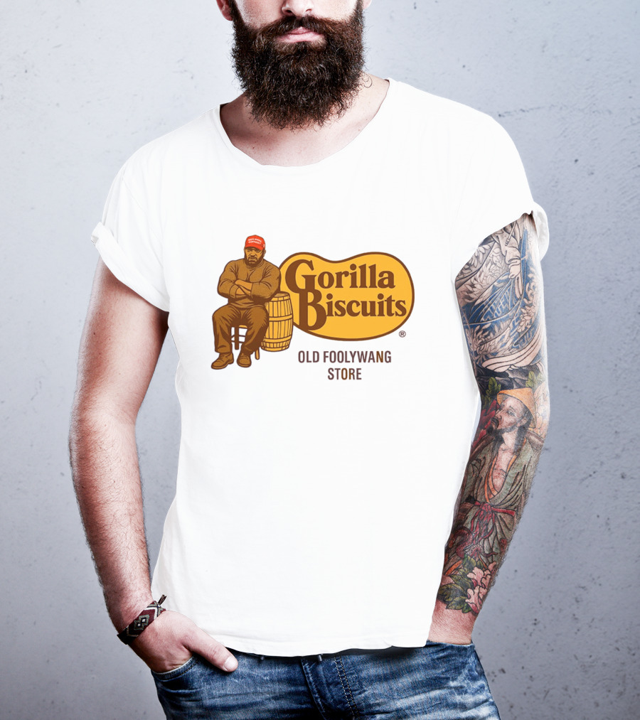 Cracker Barrel Gorilla Biscuits Old Foolywang Store Rustic Man And Barrel T-Shirt