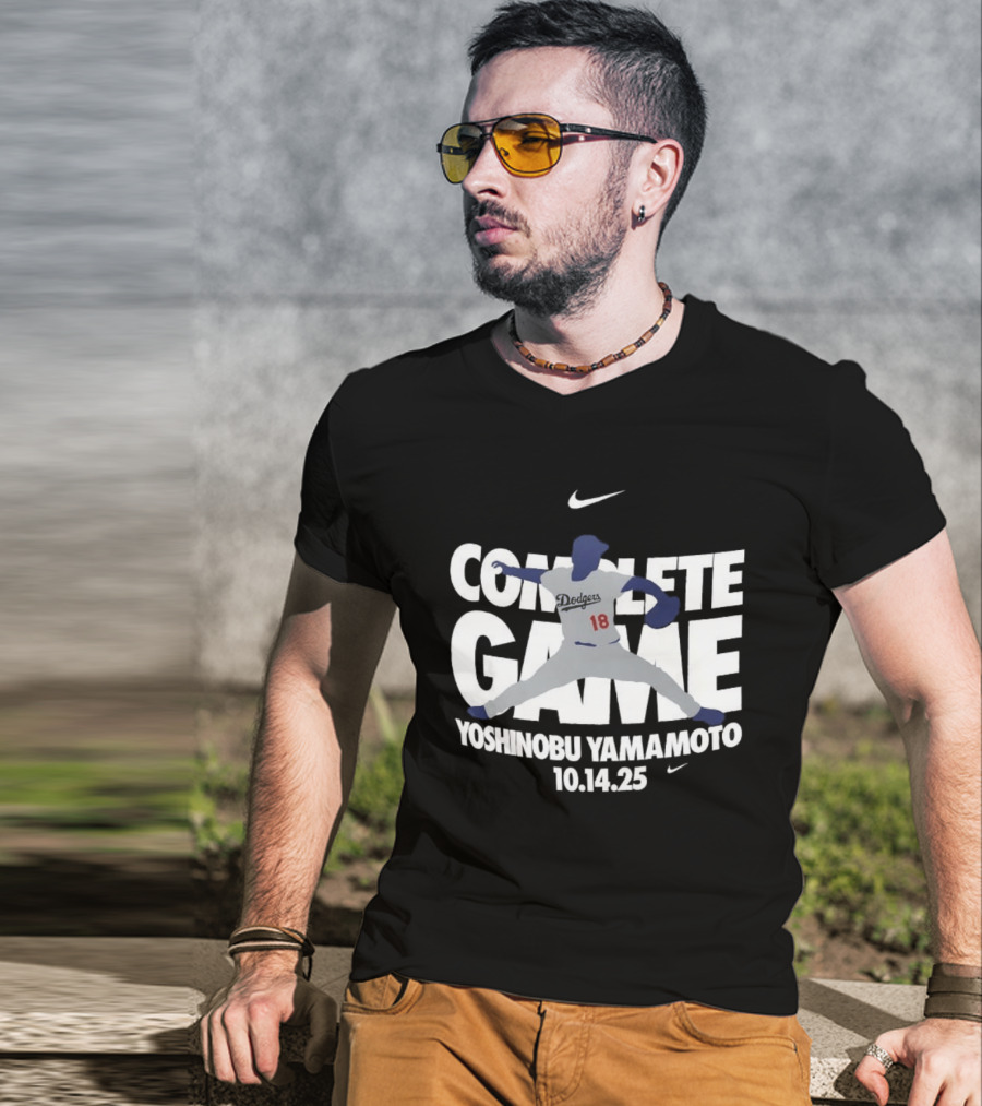 Yoshinobu Yamamoto Complete Game 10.14.25 Nike MLB Dodgers T-Shirt