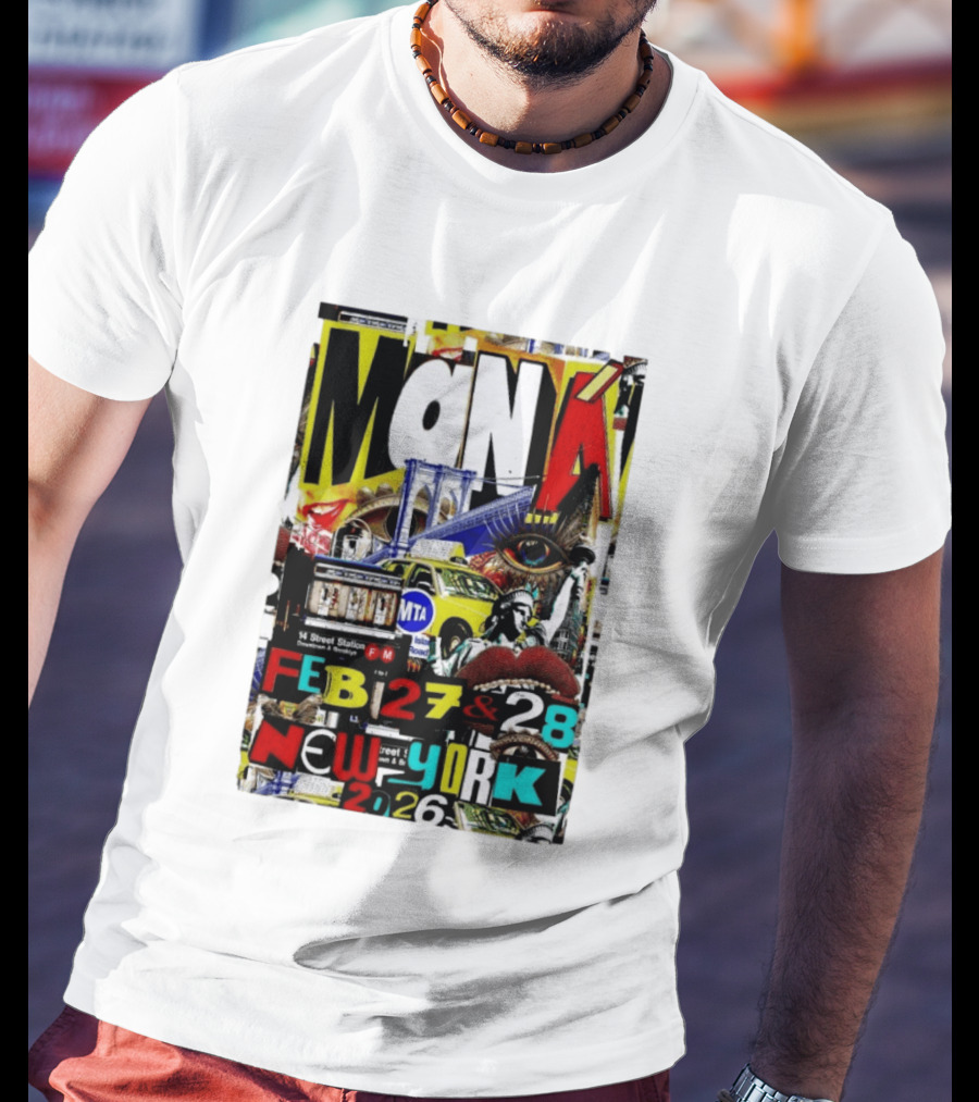 Maná New York City Concert February 27 28 2026 14th Street Station Statue Of Liberty MTA Taxi Brooklyn Bridge T-Shirt
