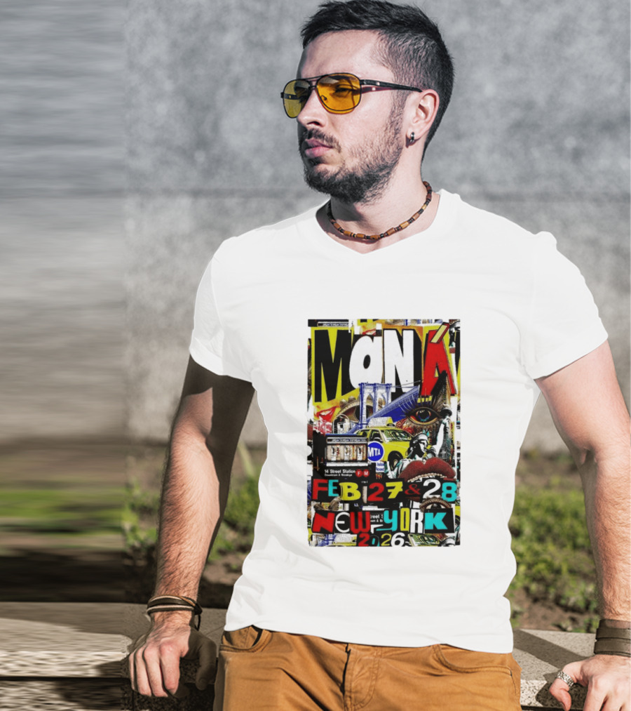 Maná New York City Concert February 27 28 2026 14th Street Station Statue Of Liberty MTA Taxi Brooklyn Bridge T-Shirt