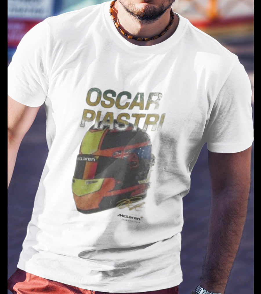 Oscar Piastri McLaren Helmet Design Racing Memorabilia T-Shirt