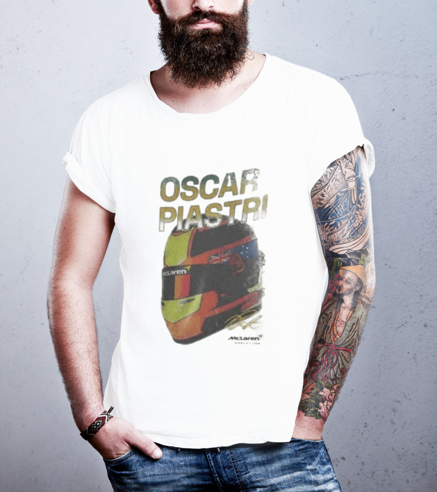 Oscar Piastri McLaren Helmet Design Racing Memorabilia T-Shirt