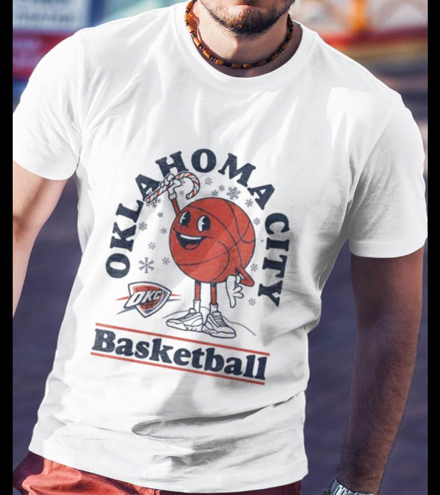 Oklahoma City Basketball Cartoon OKC Winter T-Shirt