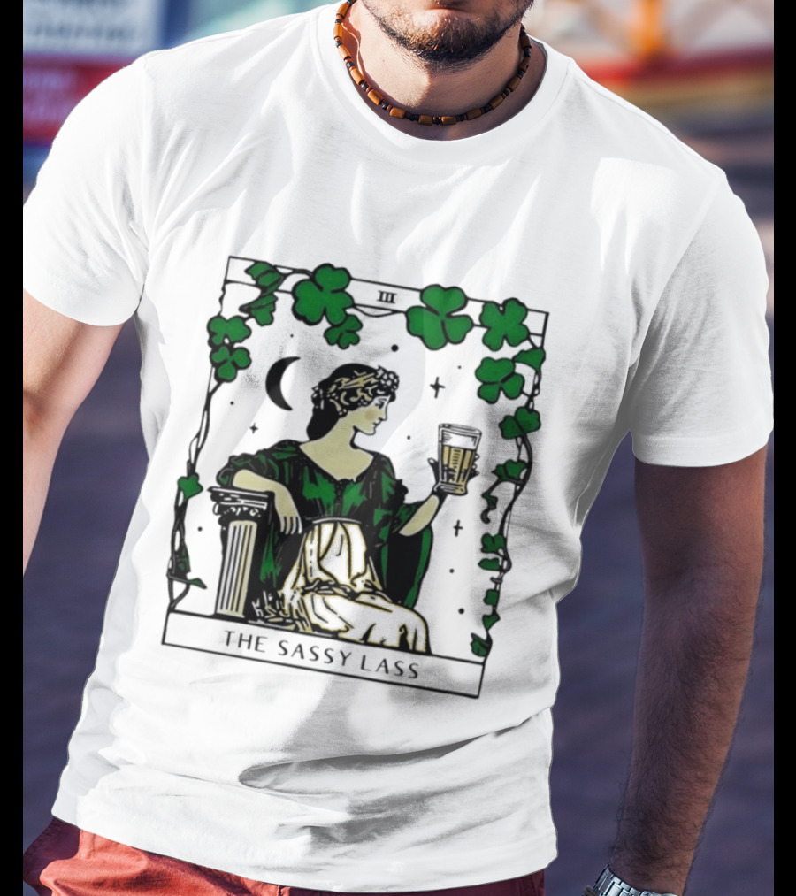 The Sassy Lass St Patrick's Day Tarot Card Clover Moon T-Shirt