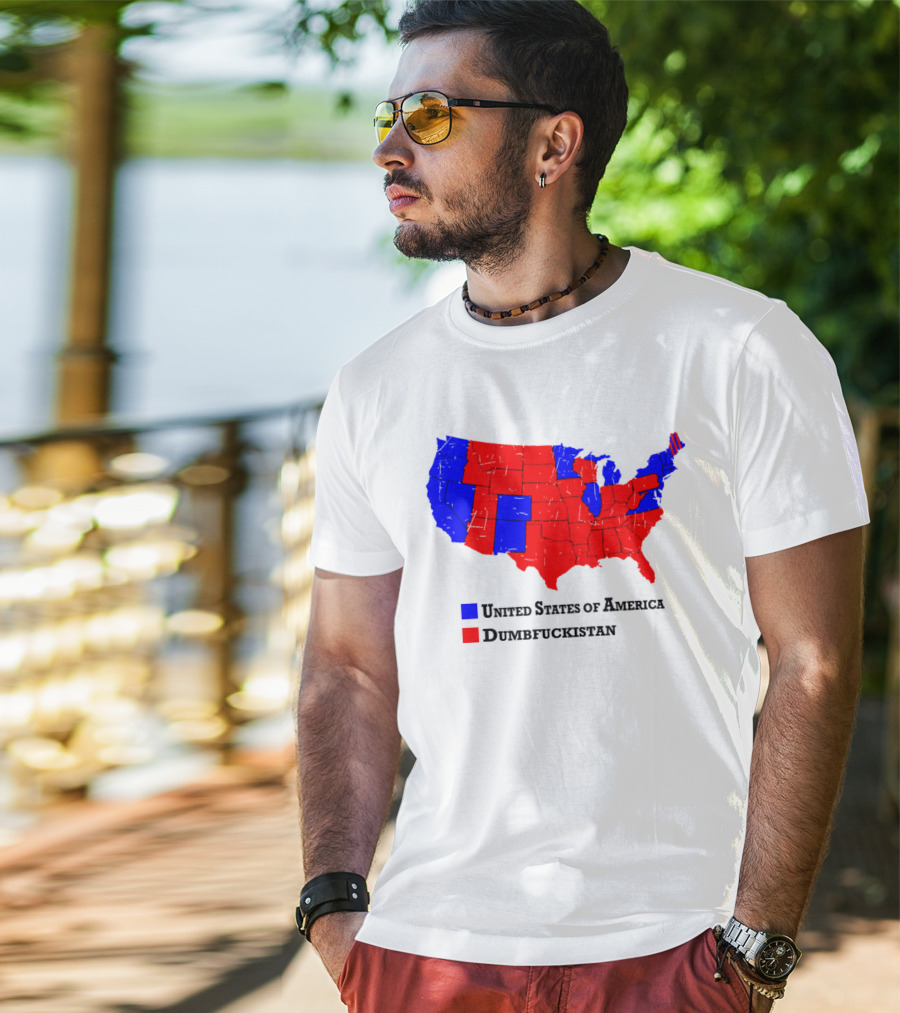 United States Of America Dumbfuckistan Map Red Blue States T-Shirt