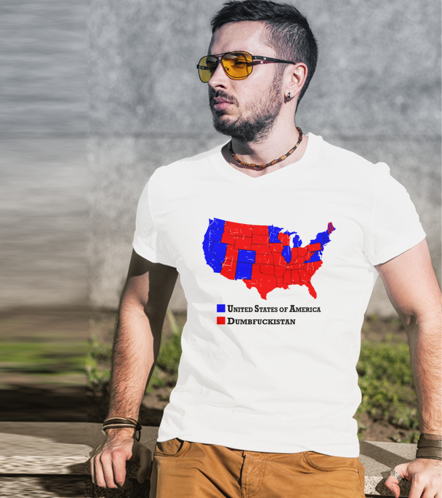 United States Of America Dumbfuckistan Map Red Blue States T-Shirt