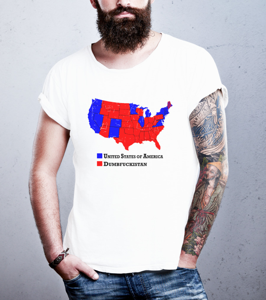 United States Of America Dumbfuckistan Map Red Blue States T-Shirt