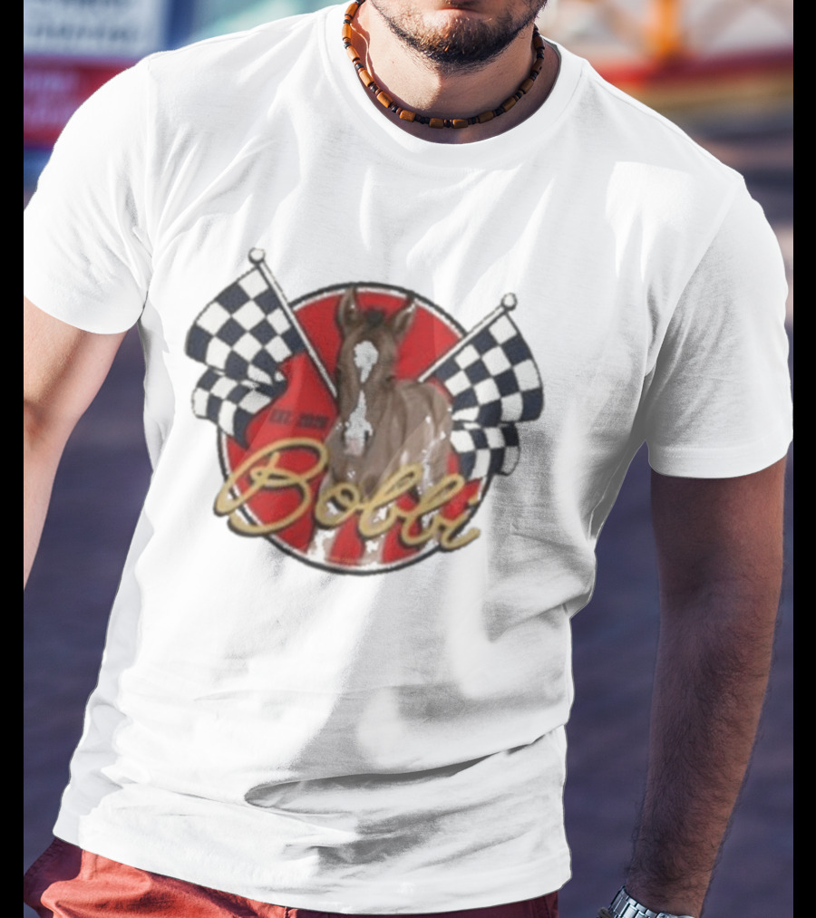 Bobbi Established 2023 Checkered Flags Horse Racing T-Shirt