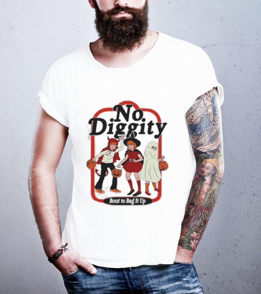 No Diggity Halloween Costume Kids With Pumpkins T-Shirt