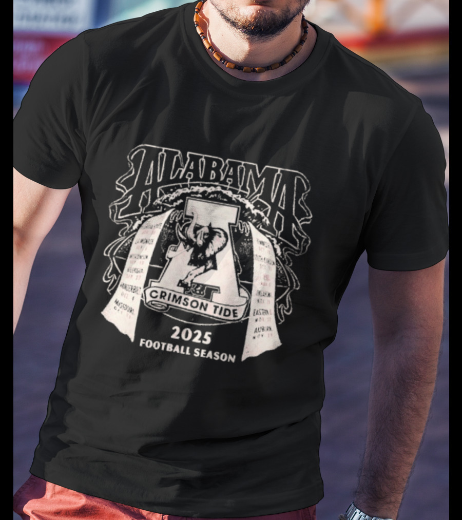 Alabama Crimson Tide 2025 Football Season Retro Schedule T-Shirt