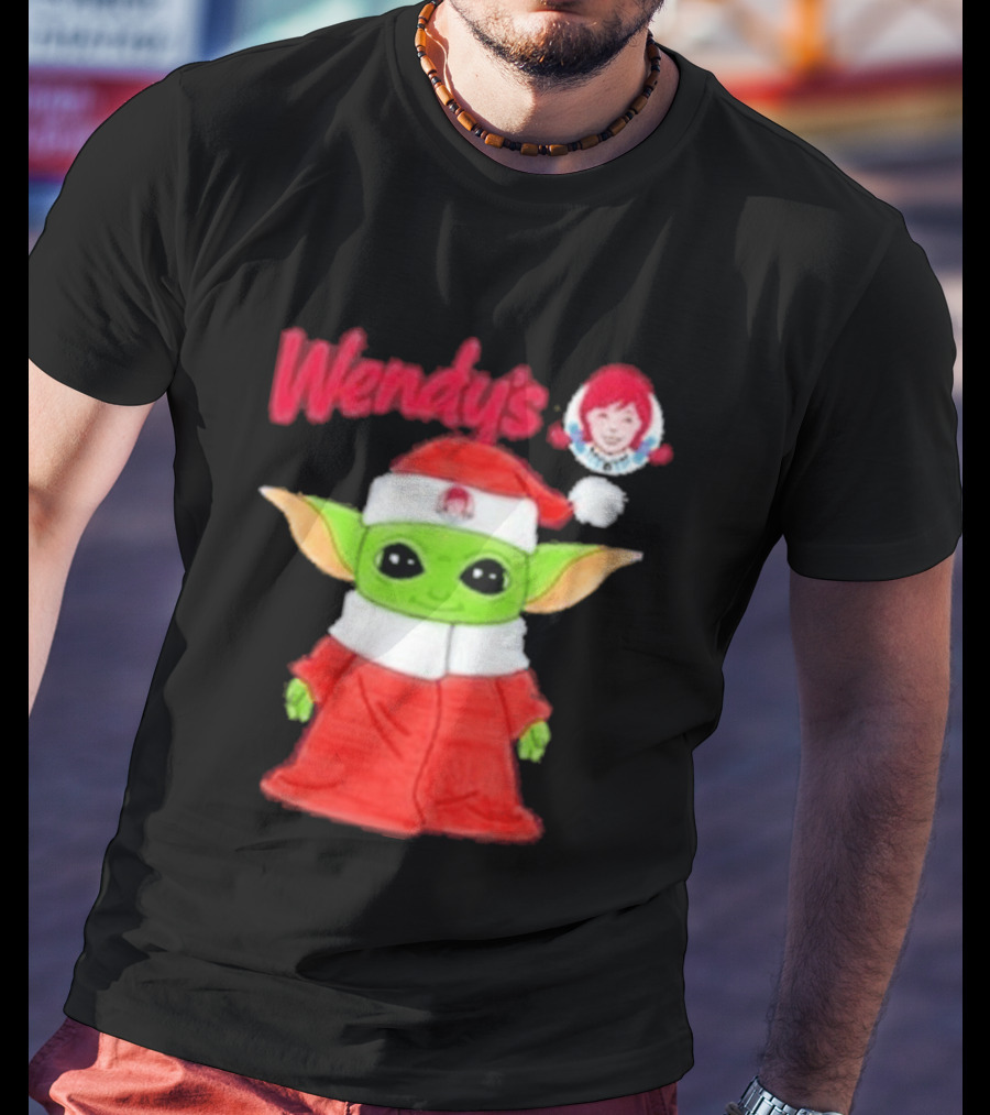 Wendy's Baby Yoda Santa Christmas T-Shirt