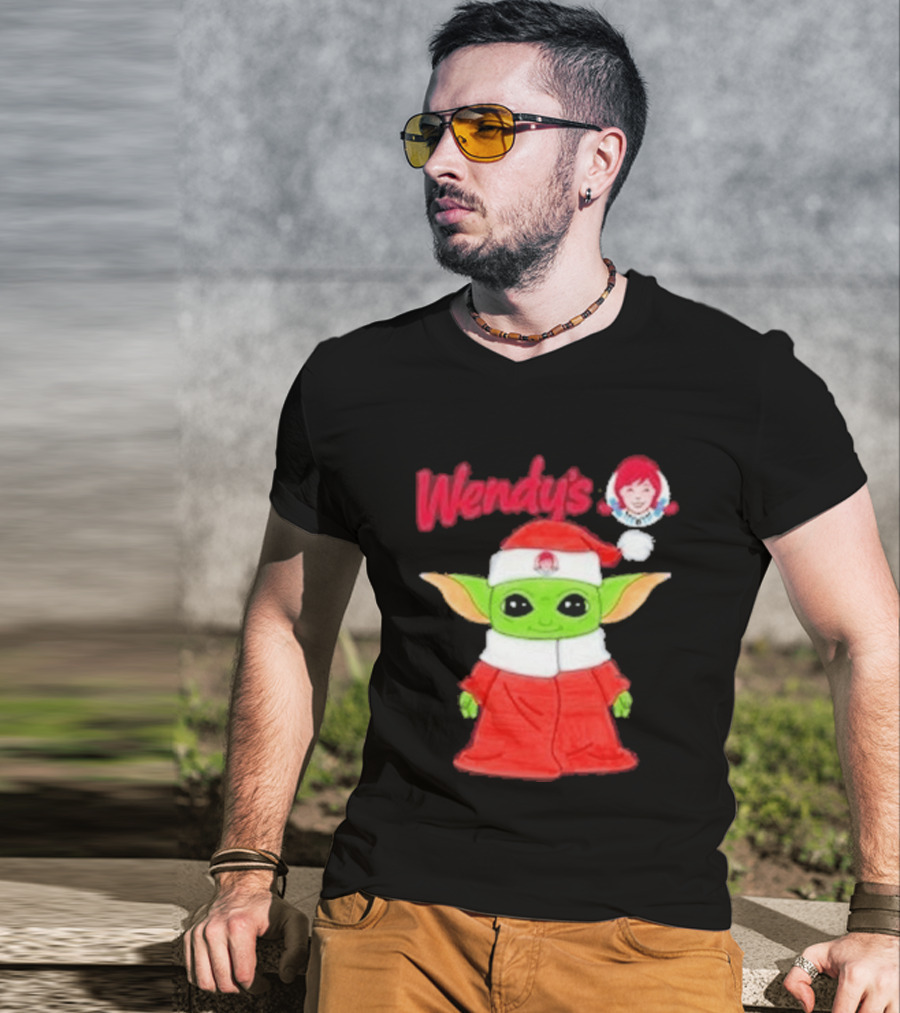 Wendy's Baby Yoda Santa Christmas T-Shirt