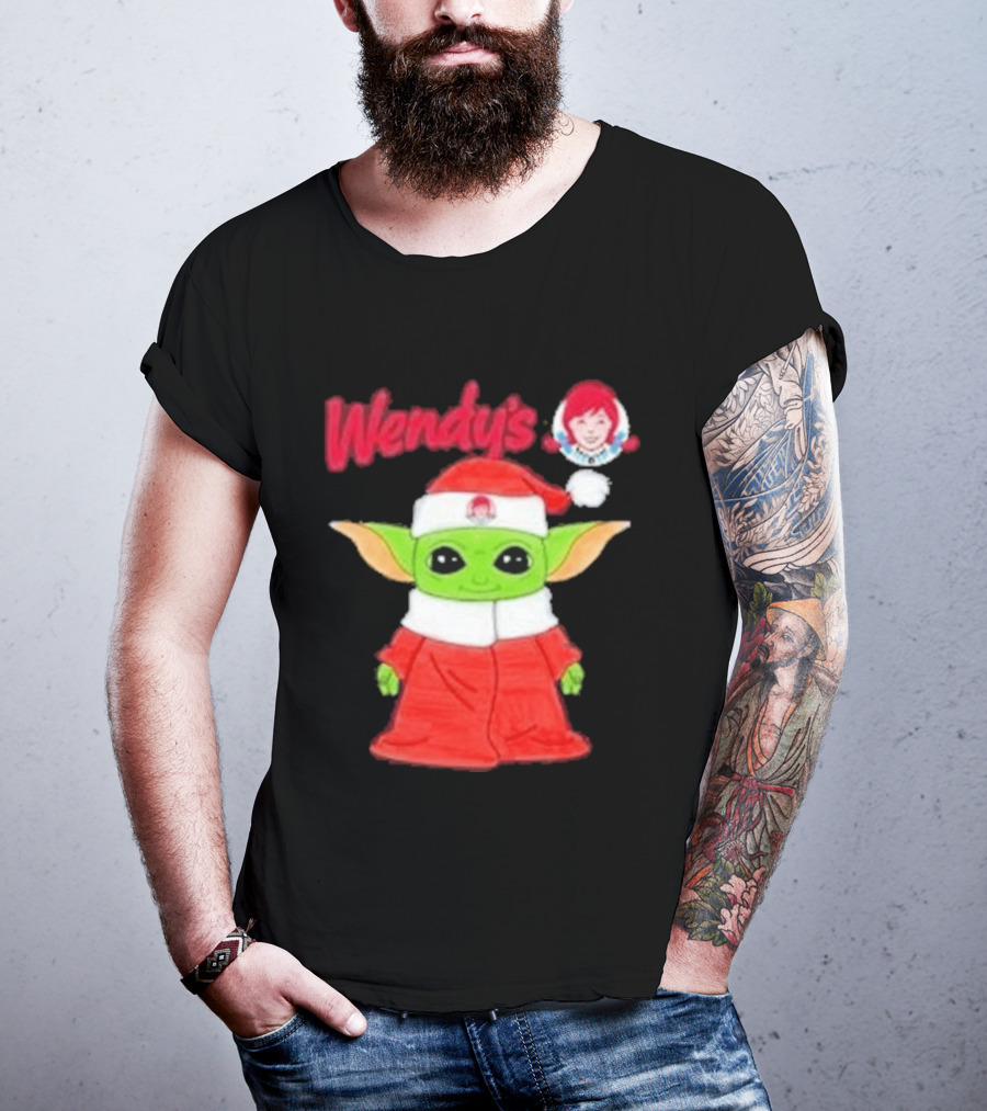 Wendy's Baby Yoda Santa Christmas T-Shirt