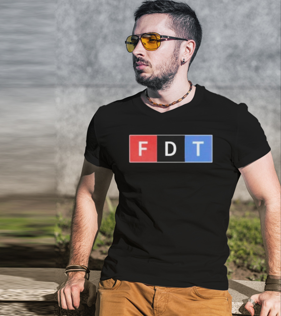 FDT Anti Trump Red Black Blue Block Letters T-Shirt