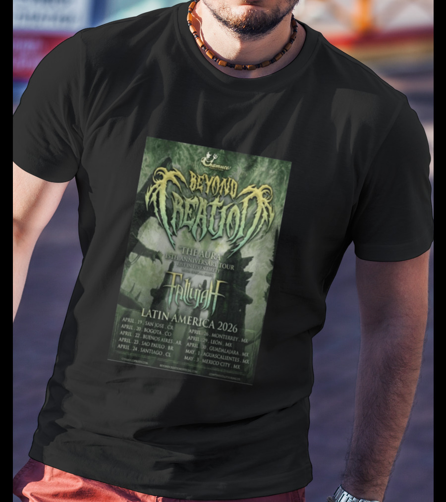 Beyond Creation Fallujah Aura 15th Anniversary Latin America 2026 Tour Dates T-Shirt