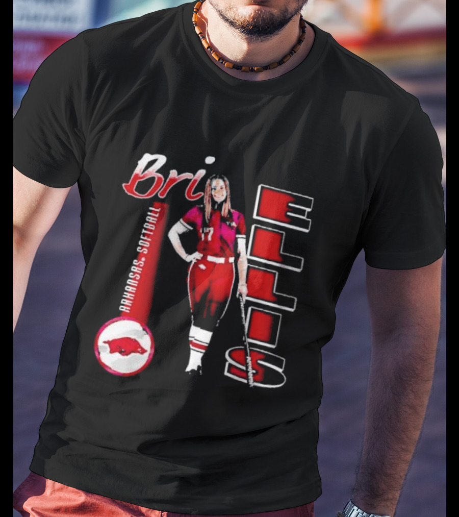 Bri Ellis Arkansas Razorbacks Softball Player Number 77 T-Shirt