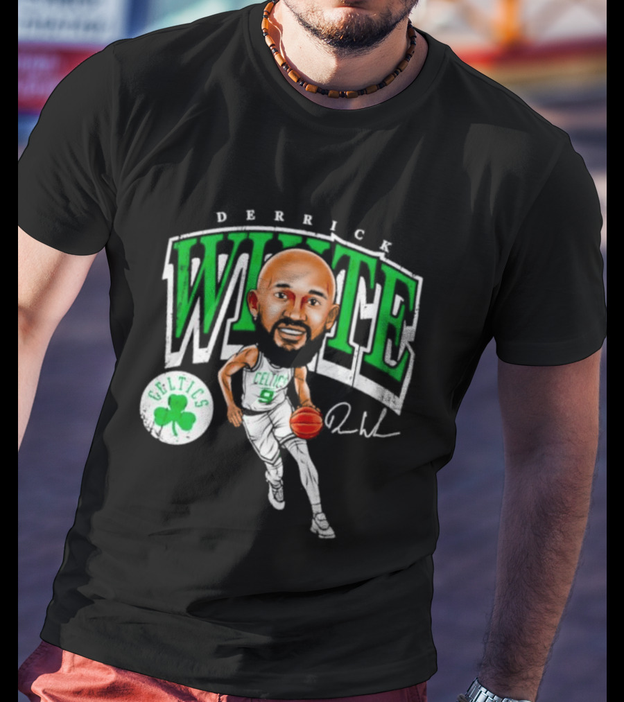 Derrick White Celtics Basketball 9 Signature Cartoon T-Shirt