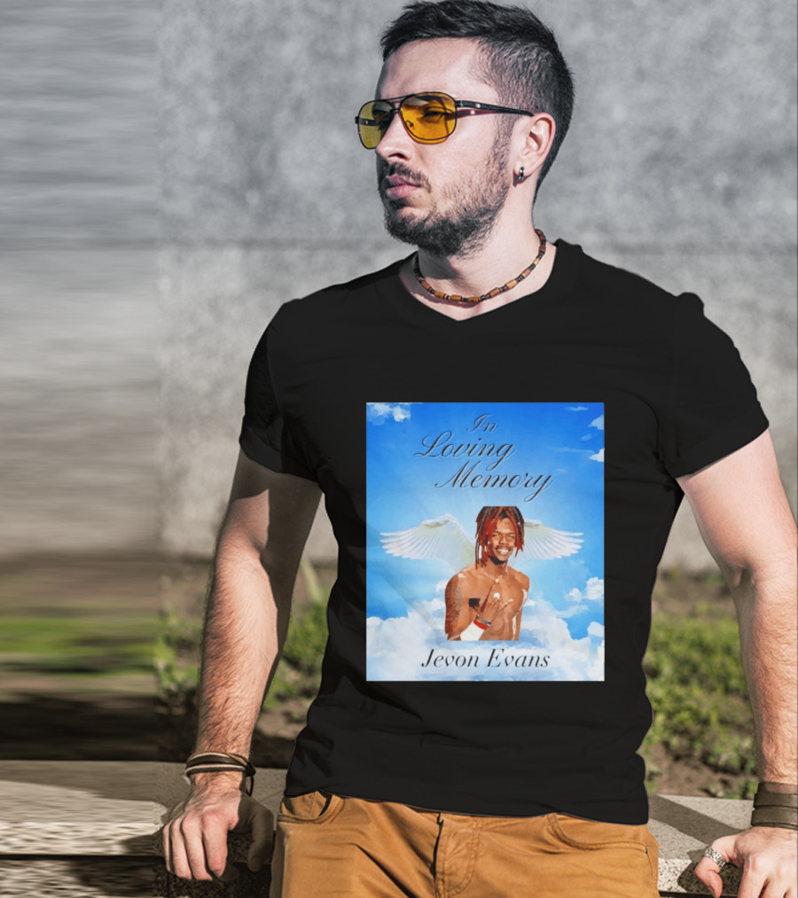 In Loving Memory Jevon Evans Angel Wings Clouds T-Shirt