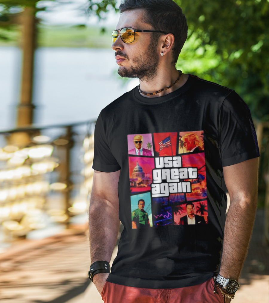 Donald Trump Elon Musk USA Great Again Capitol Flag T-Shirt