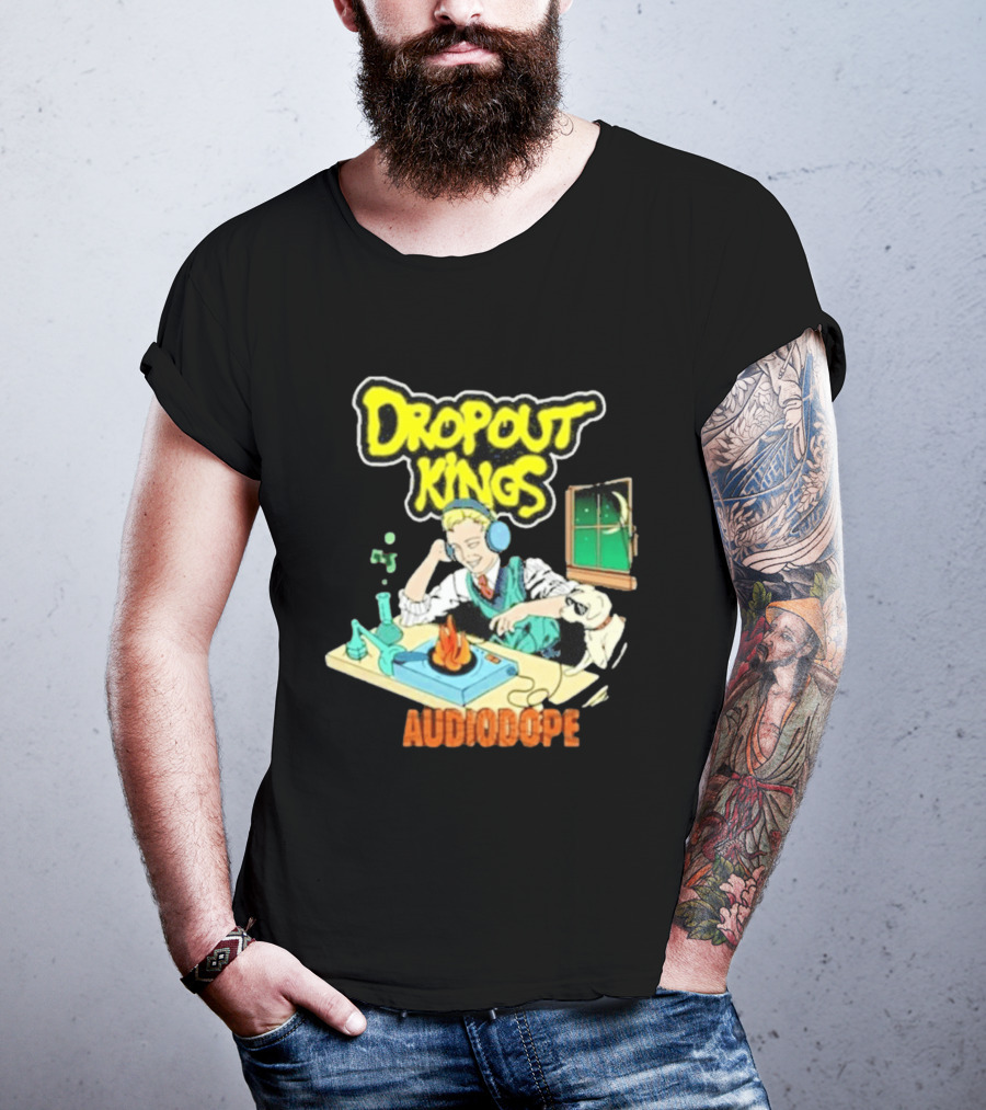 Dropout Kings Audio Dope Scientist Listening With Headphones And Chemistry Setup T-Shirt