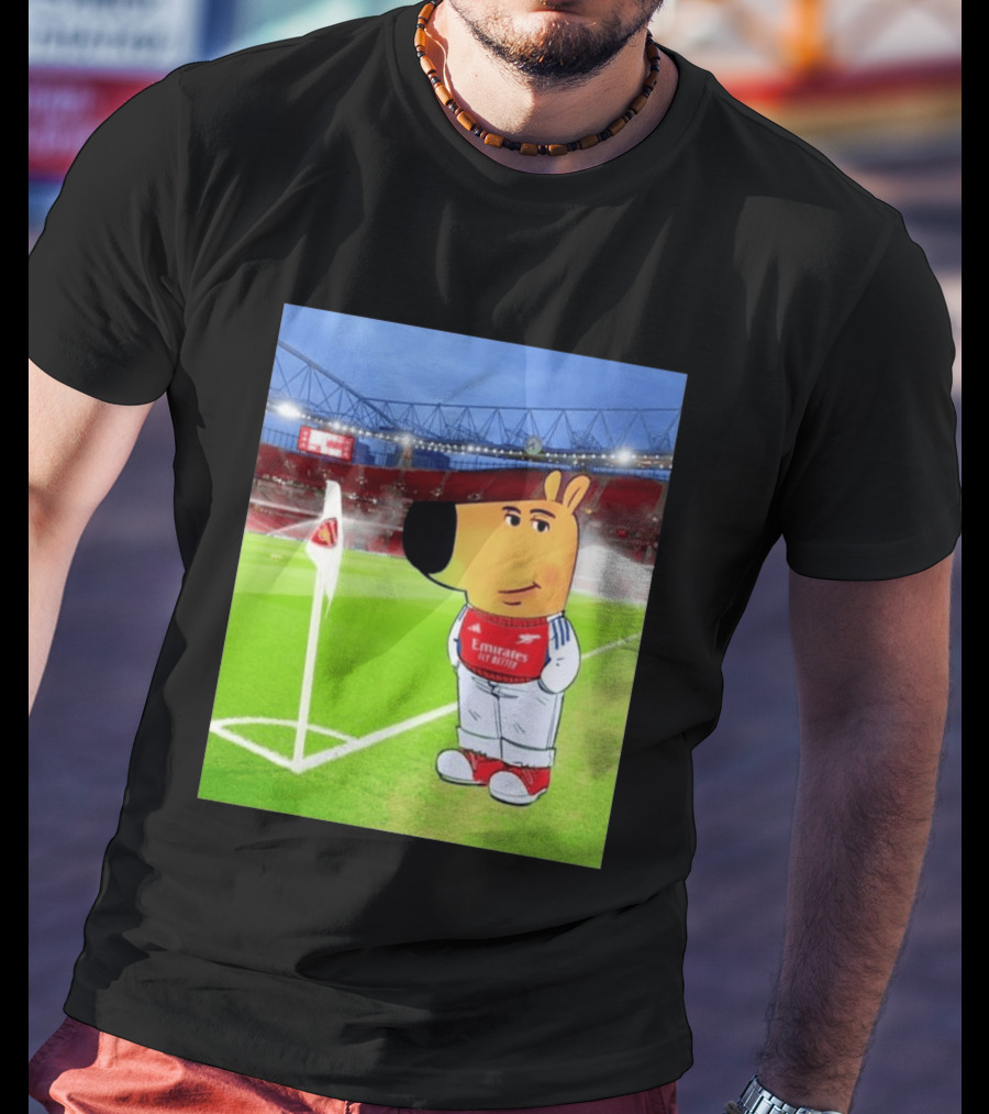 Chill Cartoon Dog In Arsenal Kit At Stadium Awaiting UCL Victory T-Shirt