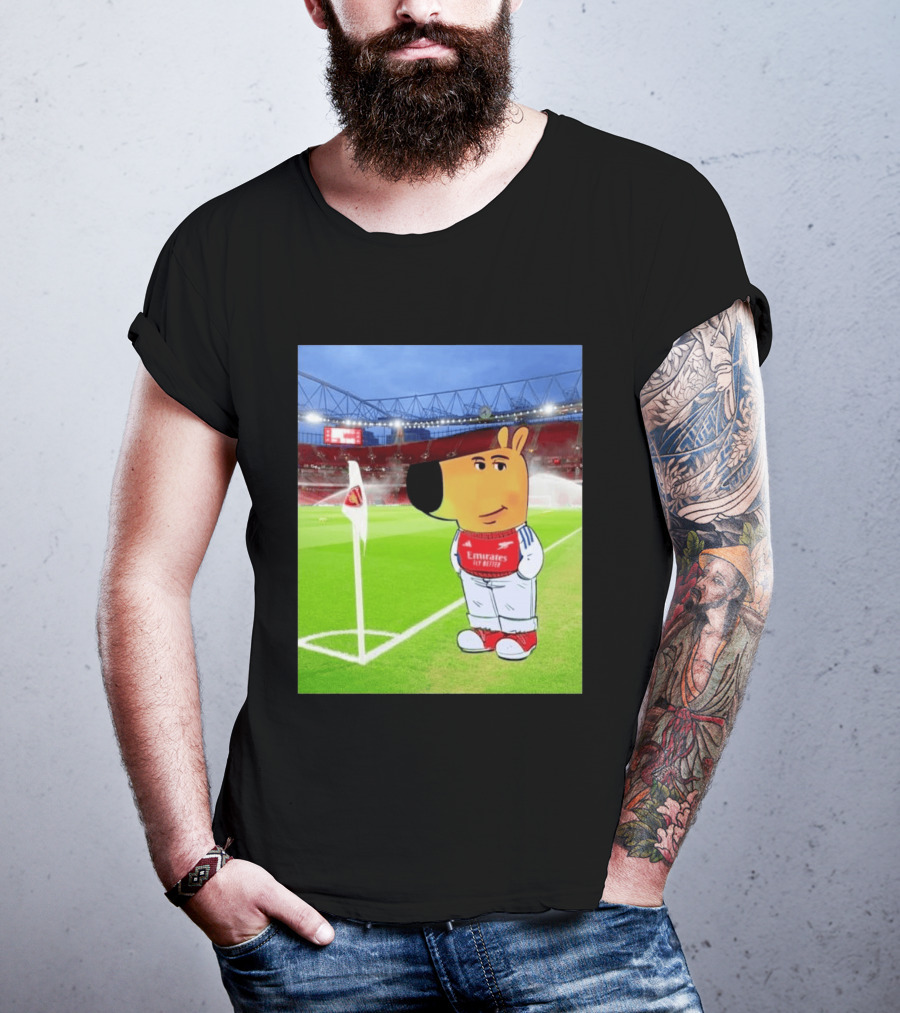 Chill Cartoon Dog In Arsenal Kit At Stadium Awaiting UCL Victory T-Shirt