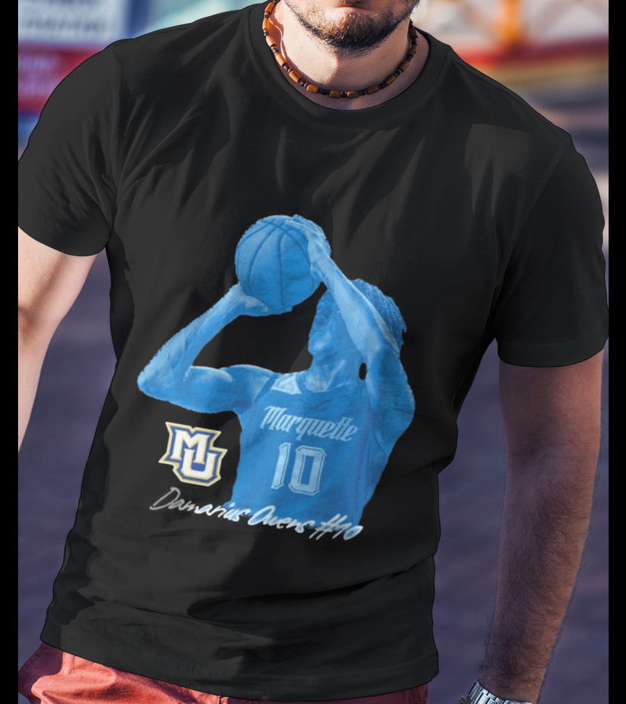 Marquette Golden Eagles MU Damarius Owens #10 Basketball T-Shirt