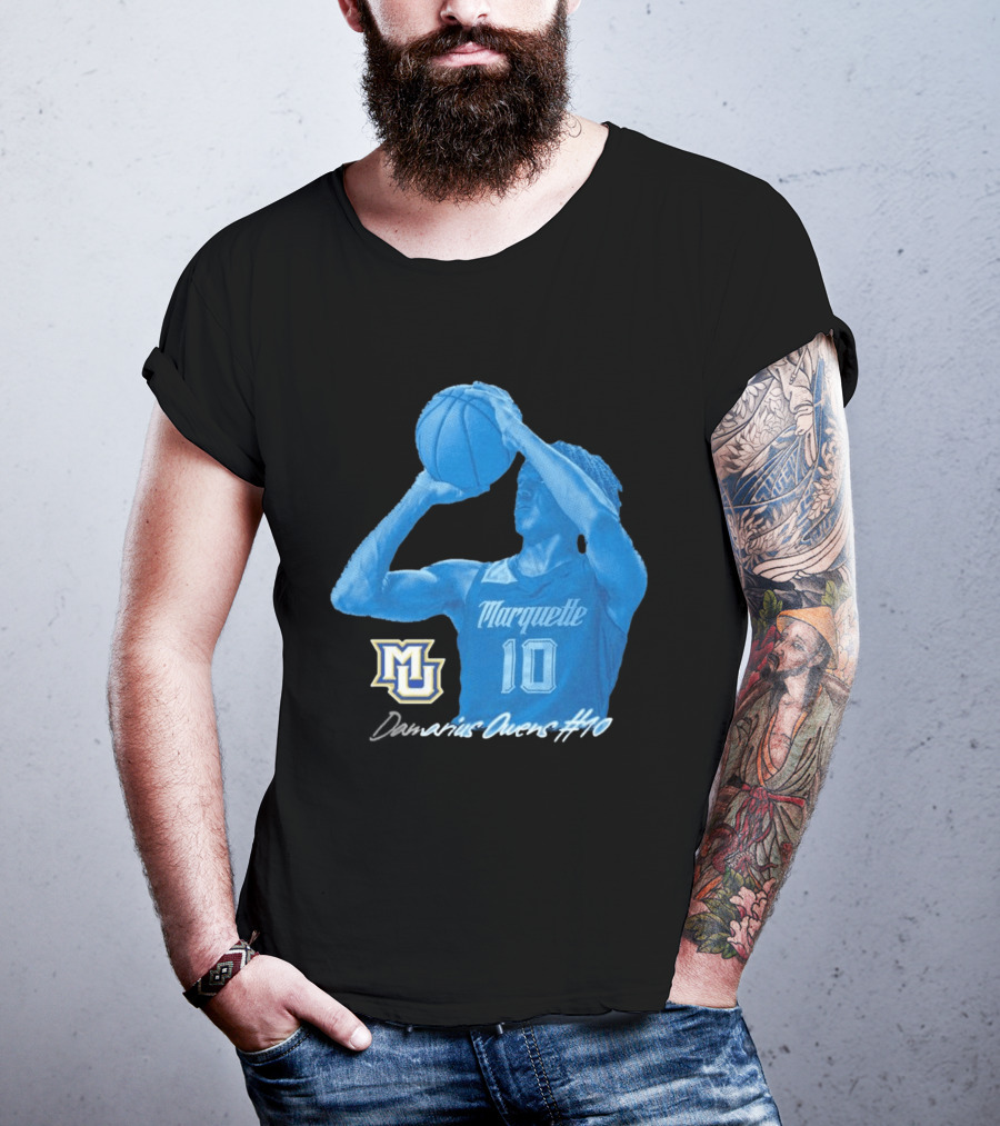 Marquette Golden Eagles MU Damarius Owens #10 Basketball T-Shirt