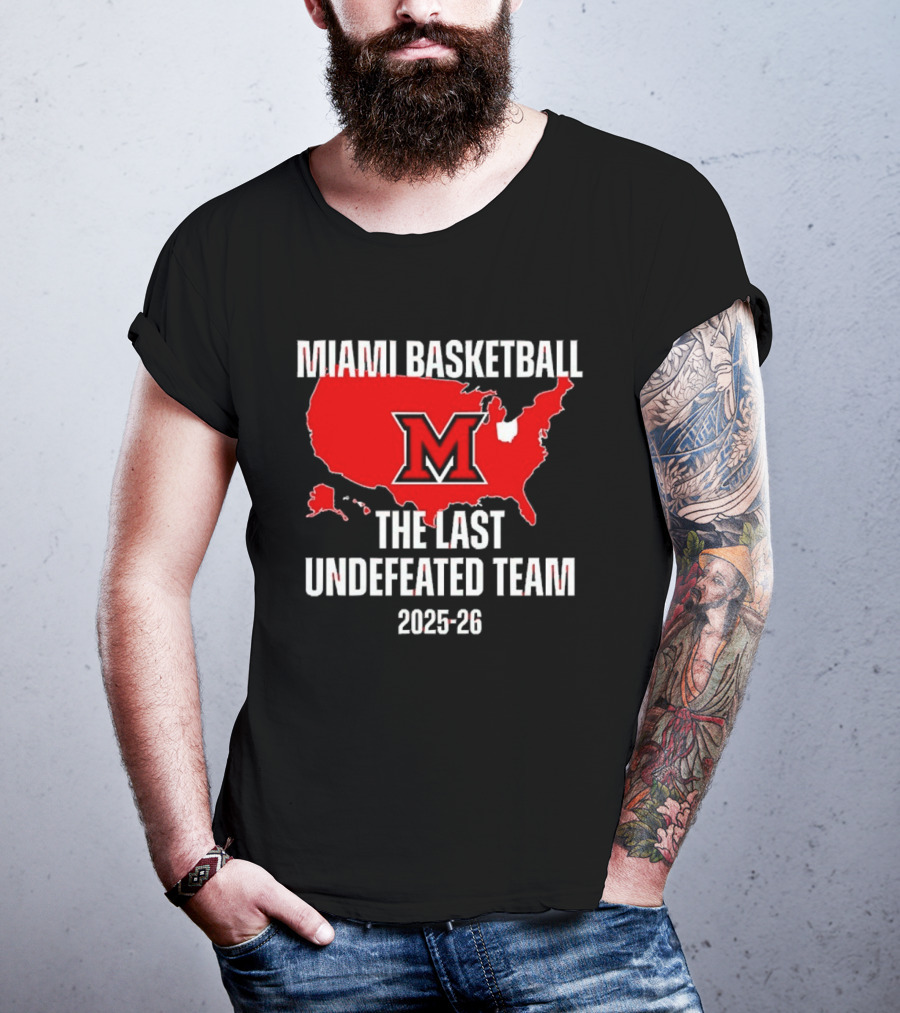 Miami Basketball RedHawks The Last Undefeated Team 2025 26 USA Map T-Shirt