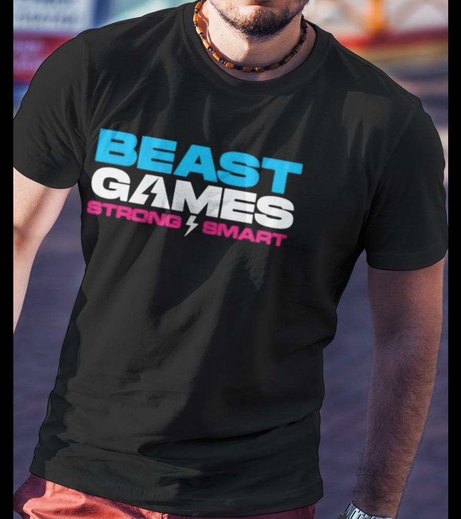 Beast Games Strong Smart MrBeast Lightning Bolt T-Shirt