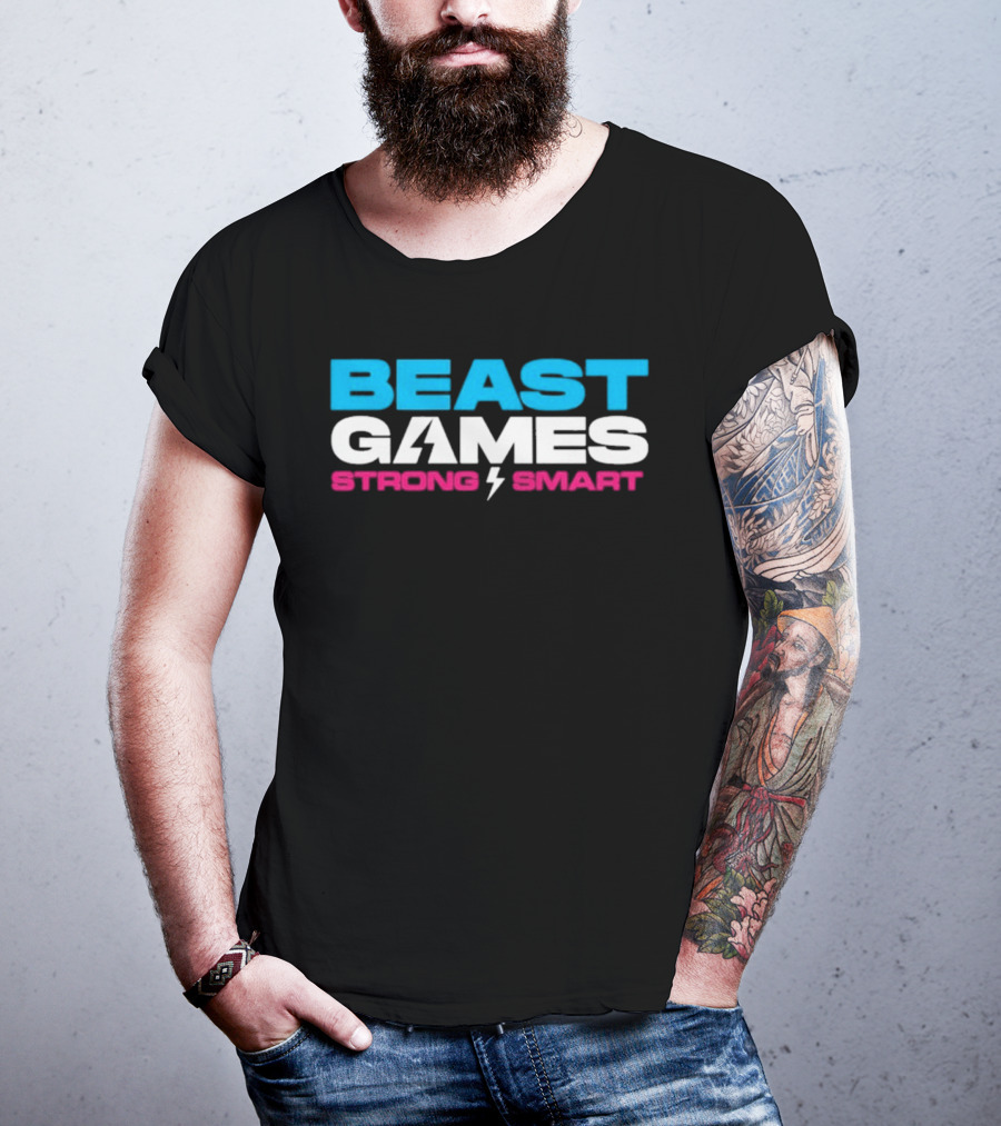 Beast Games Strong Smart MrBeast Lightning Bolt T-Shirt