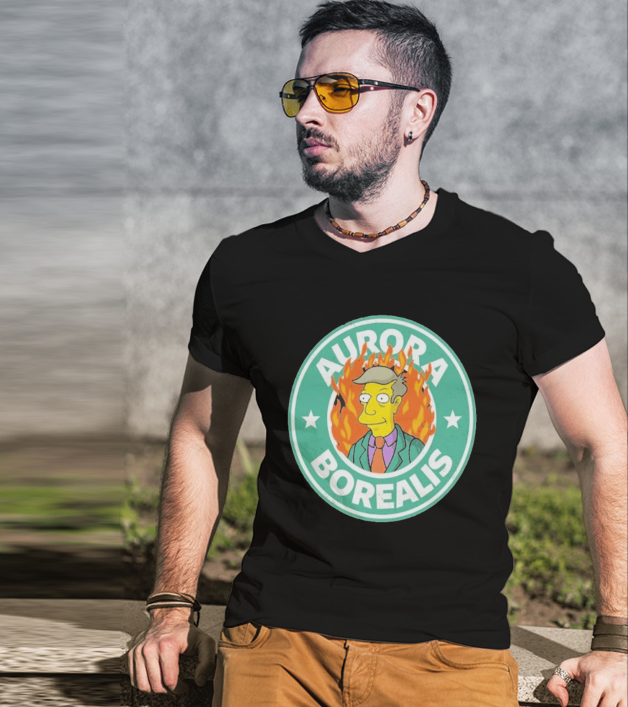 Aurora Borealis Skinnerbucks Green Circle Fire T-Shirt