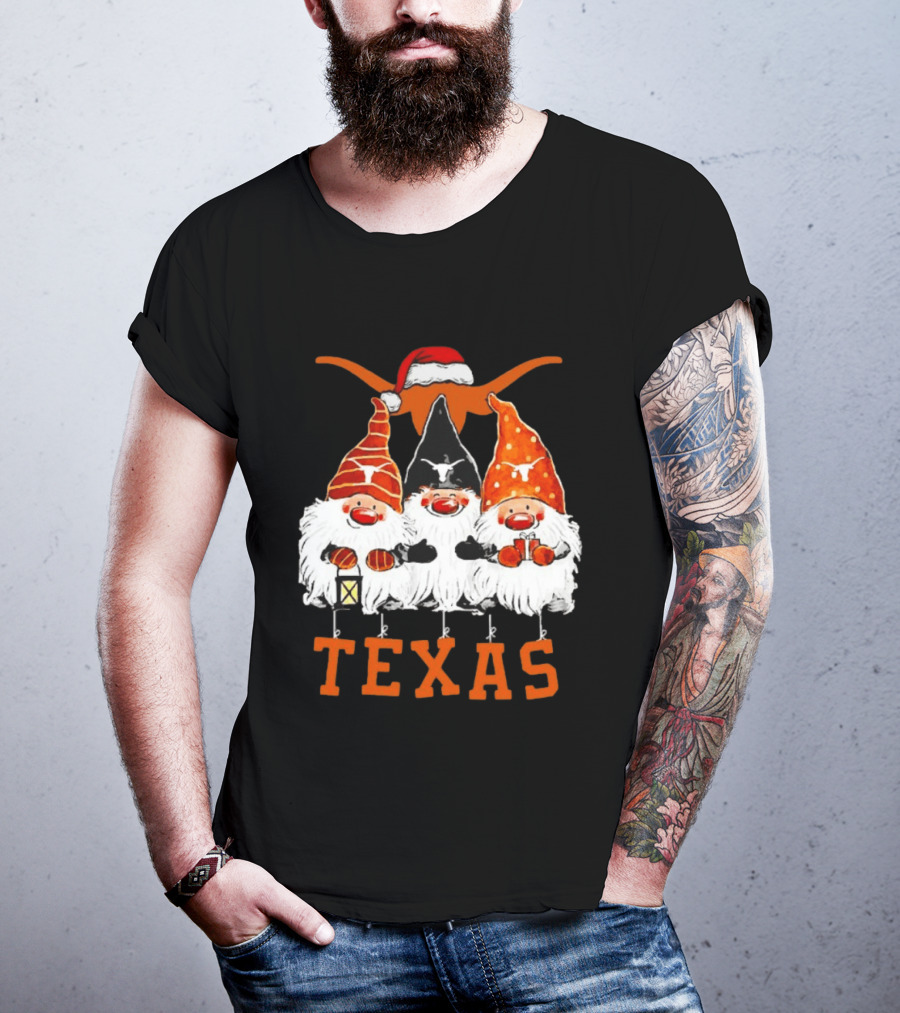 Texas Longhorns Christmas Gnomes Festive Decor T-Shirt