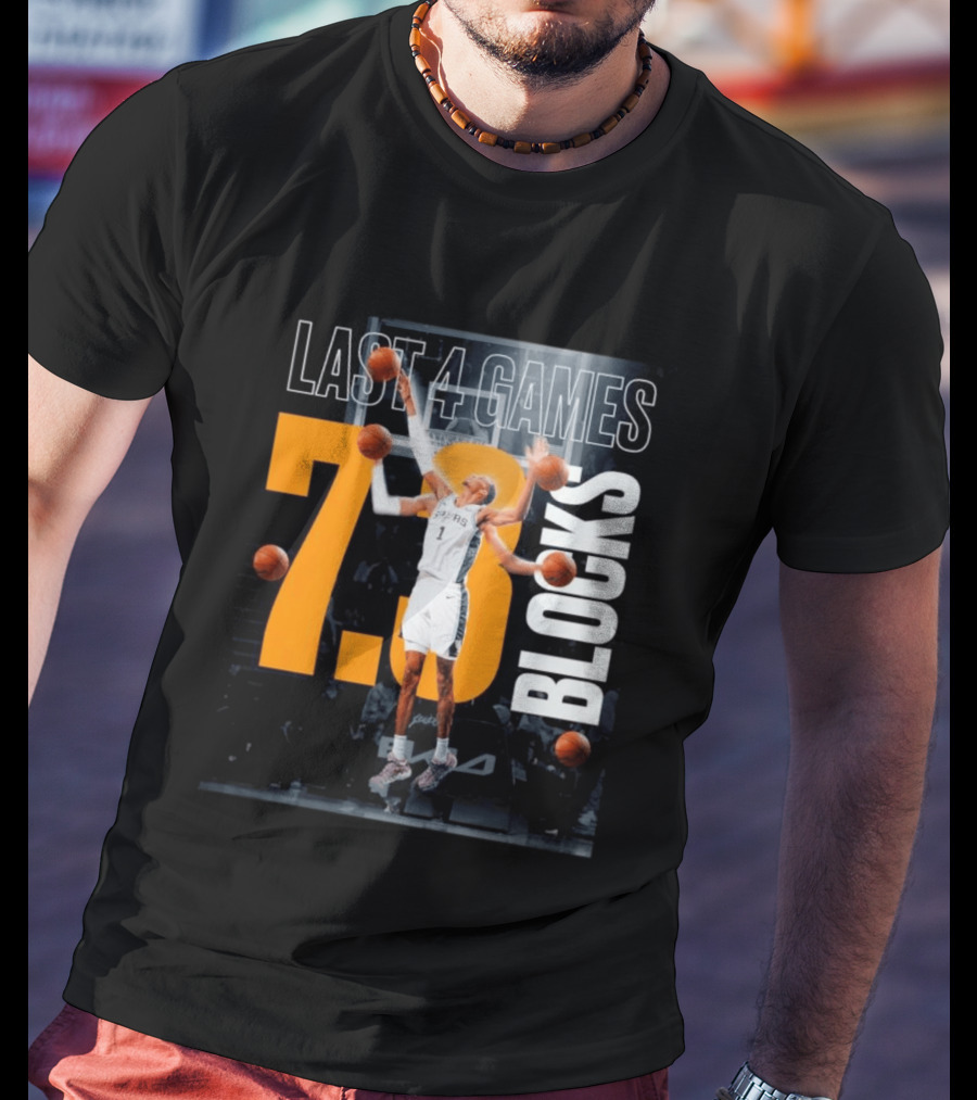 Victor Wembanyama Spurs Last 4 Games 7.3 Blocks Performance T-Shirt