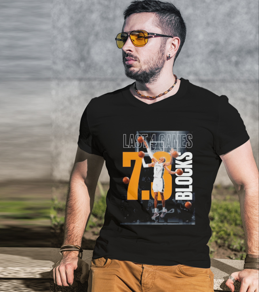 Victor Wembanyama Spurs Last 4 Games 7.3 Blocks Performance T-Shirt