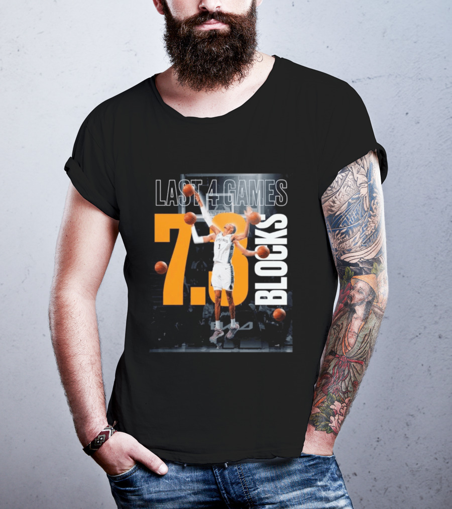 Victor Wembanyama Spurs Last 4 Games 7.3 Blocks Performance T-Shirt