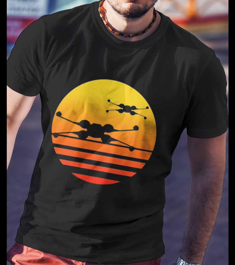Ctrljoy X Wing Sunset Retro Sci Fi Aesthetic T-Shirt