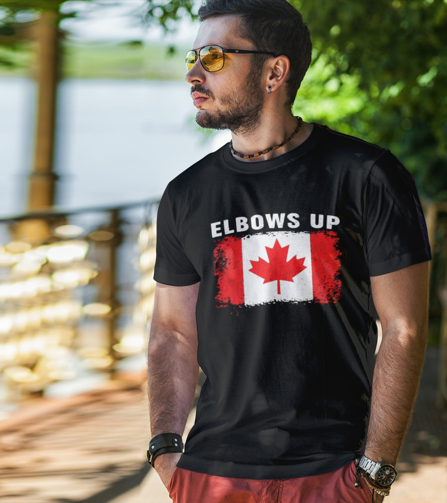 Elbows Up Canada Flag Maple Leaf T-Shirt