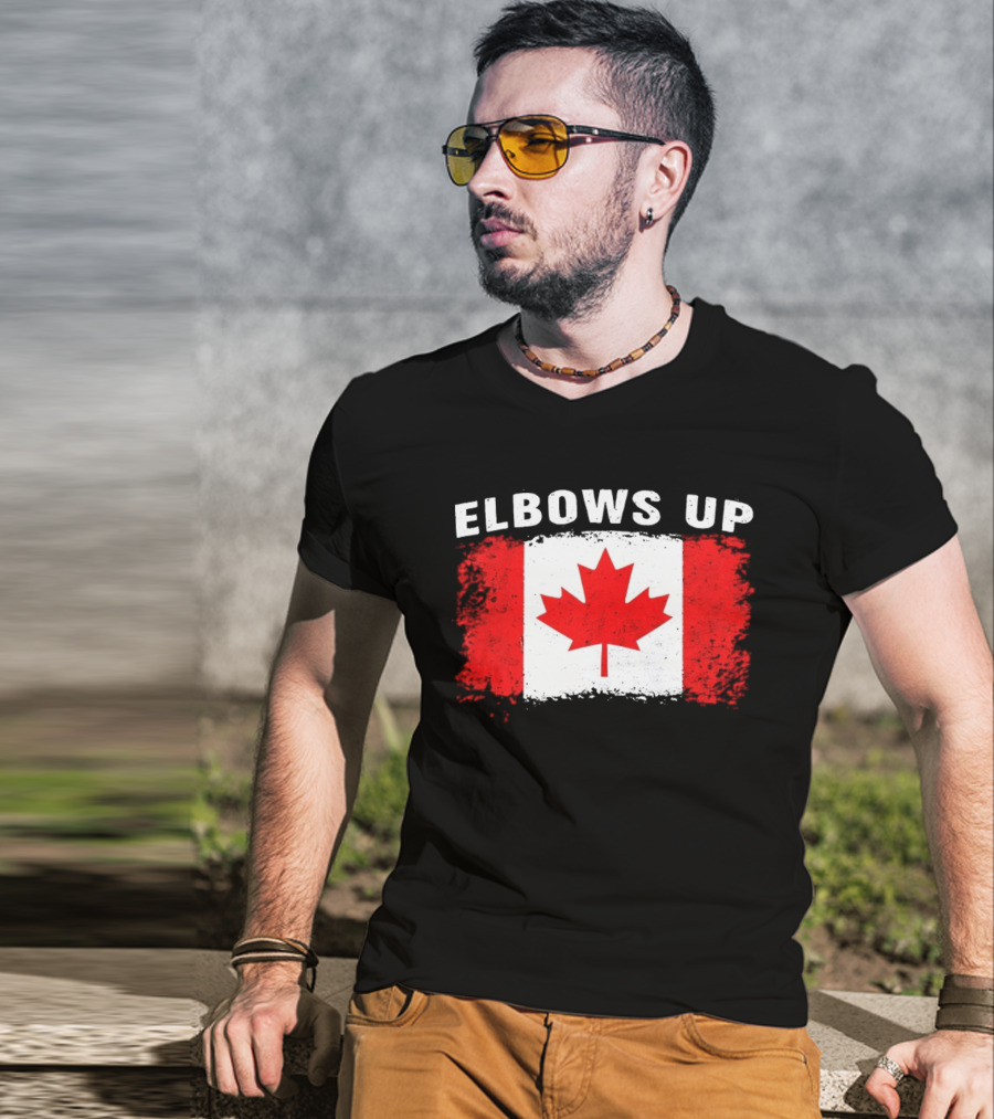 Elbows Up Canada Flag Maple Leaf T-Shirt