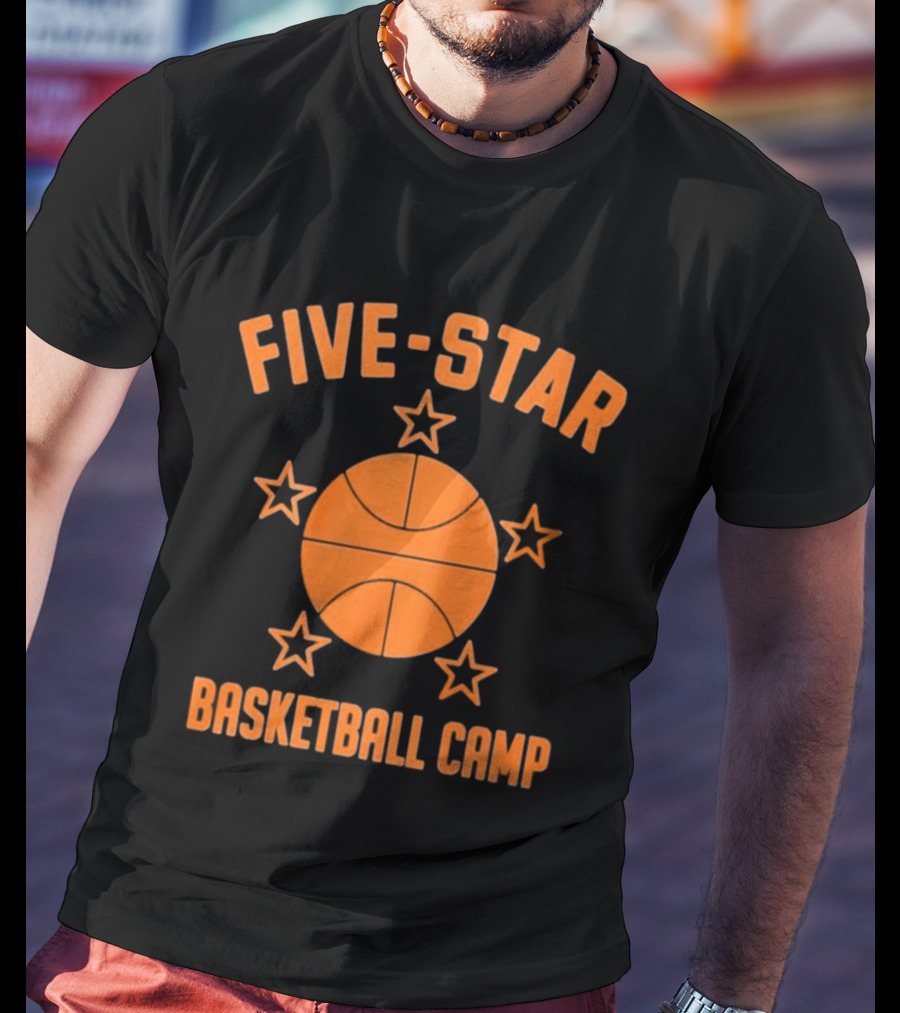 Five Star Basketball Camp Iconic Orange Basketball And Stars T-Shirt