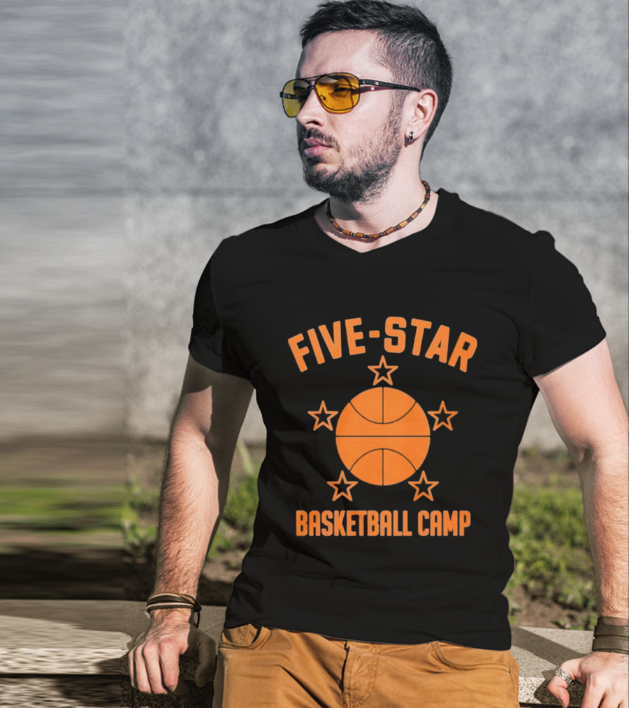 Five Star Basketball Camp Iconic Orange Basketball And Stars T-Shirt