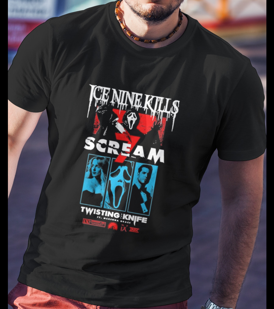 Ice Nine Kills Scream 7 Ghostface Twisting Knife Curtain Call T-Shirt
